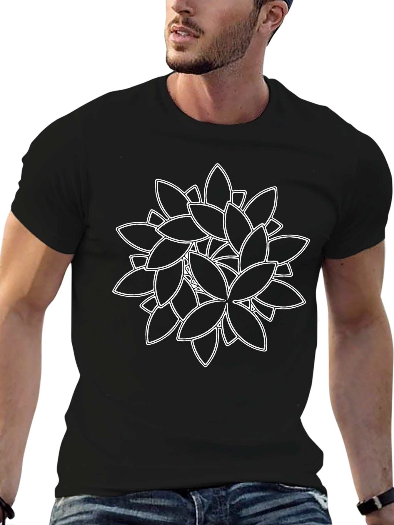 Modern Floral Graphic Tee - Black