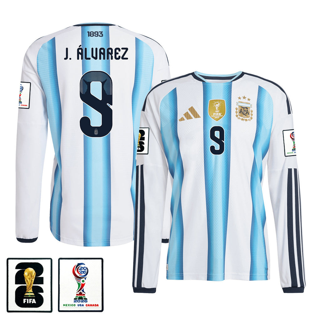 Julián Álvarez 9 Argentina 2026 Home Long Sleeve Jersey - White