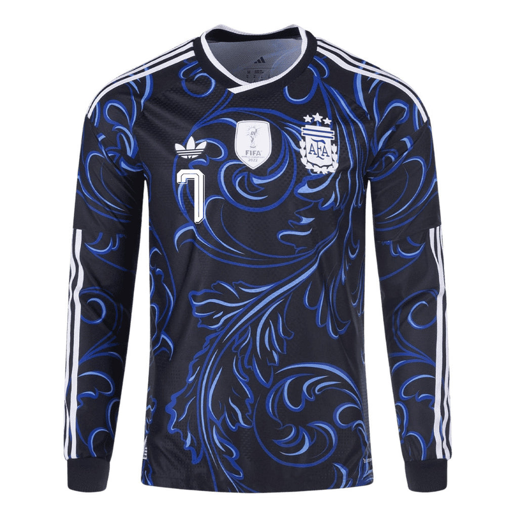 Rodrigo De Paul 7 Argentina 2026 Away Long Sleeve Jersey - Black