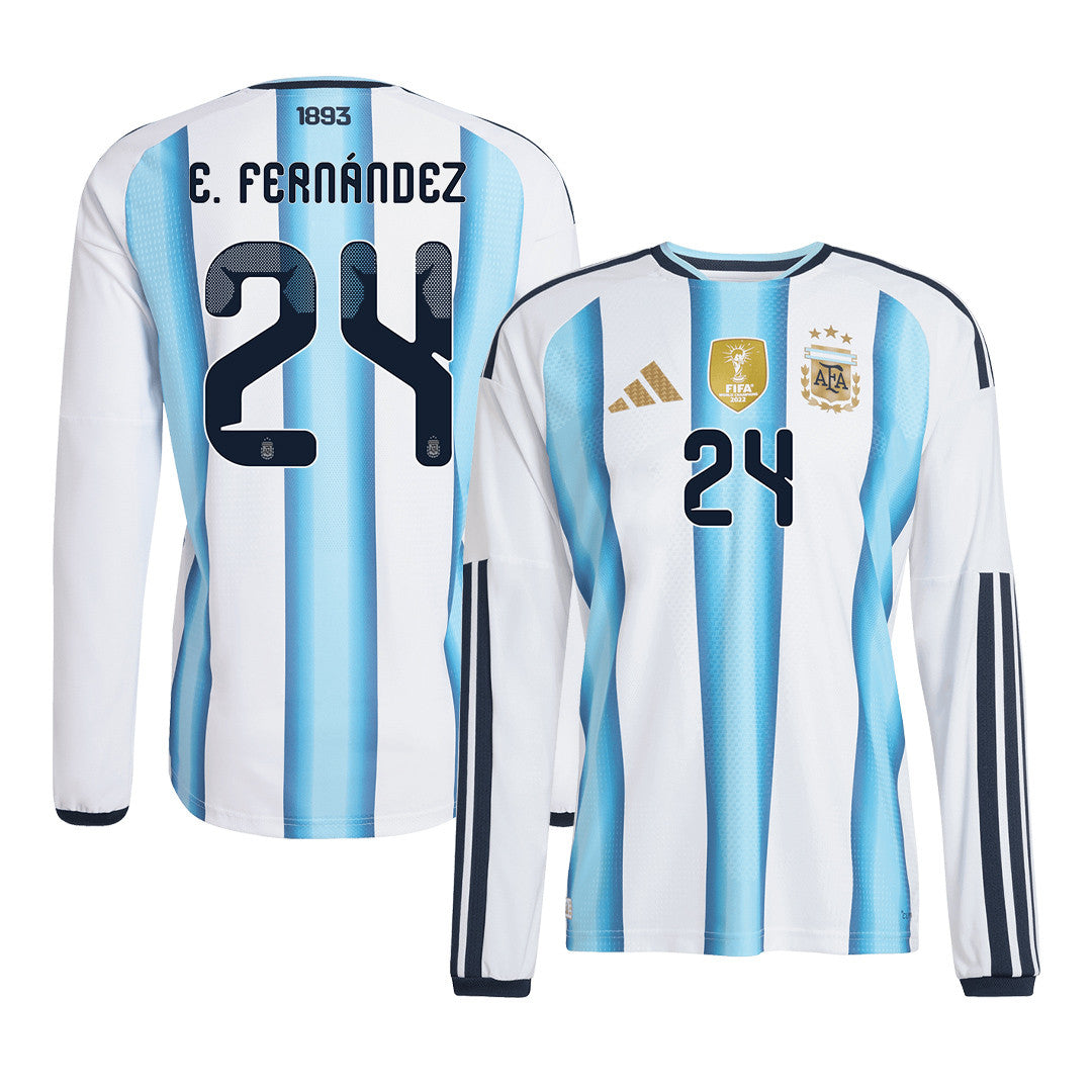 Enzo Fernández 24 Argentina 2026 Home Long Sleeve Jersey - White