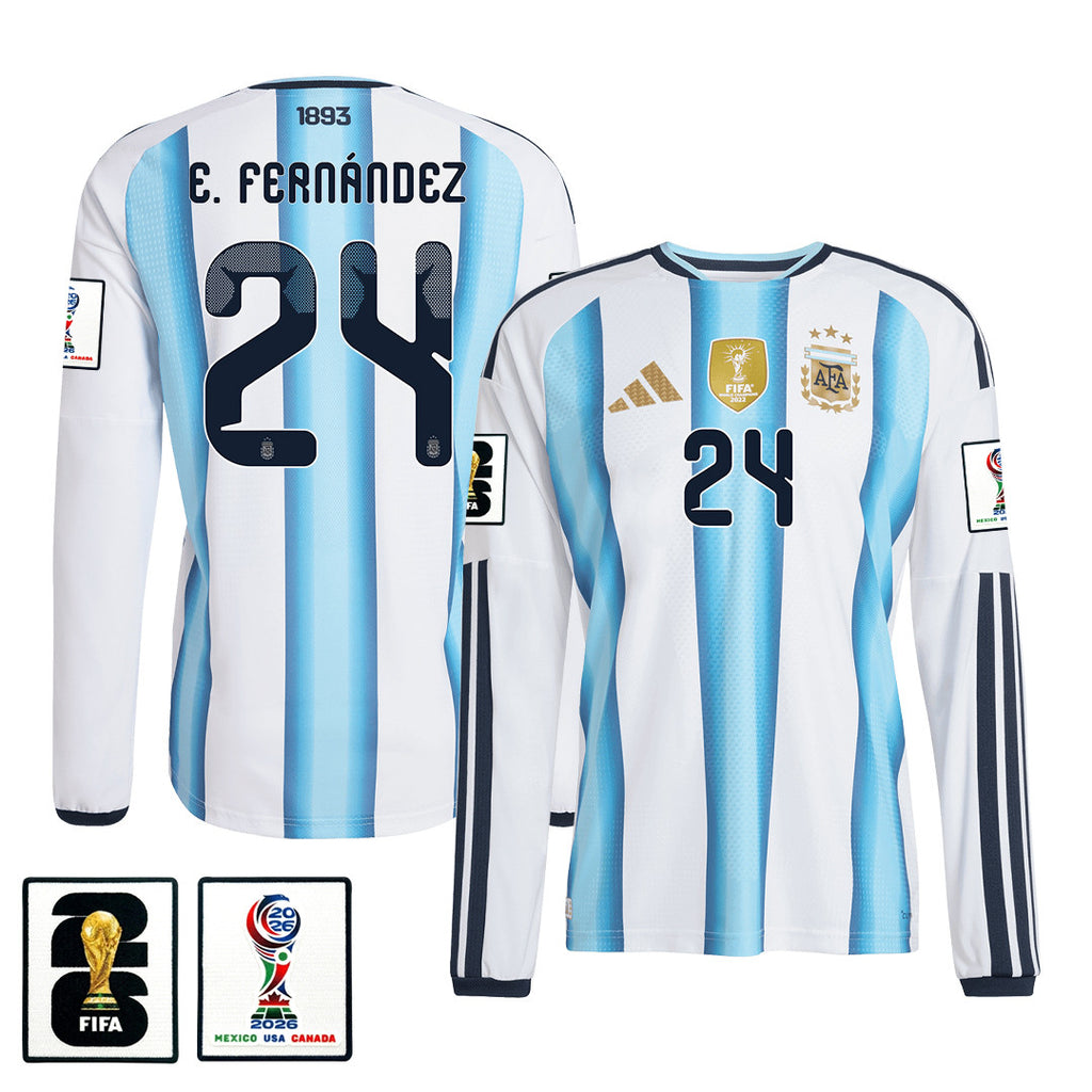 Enzo Fernández 24 Argentina 2026 Home Long Sleeve Jersey - White