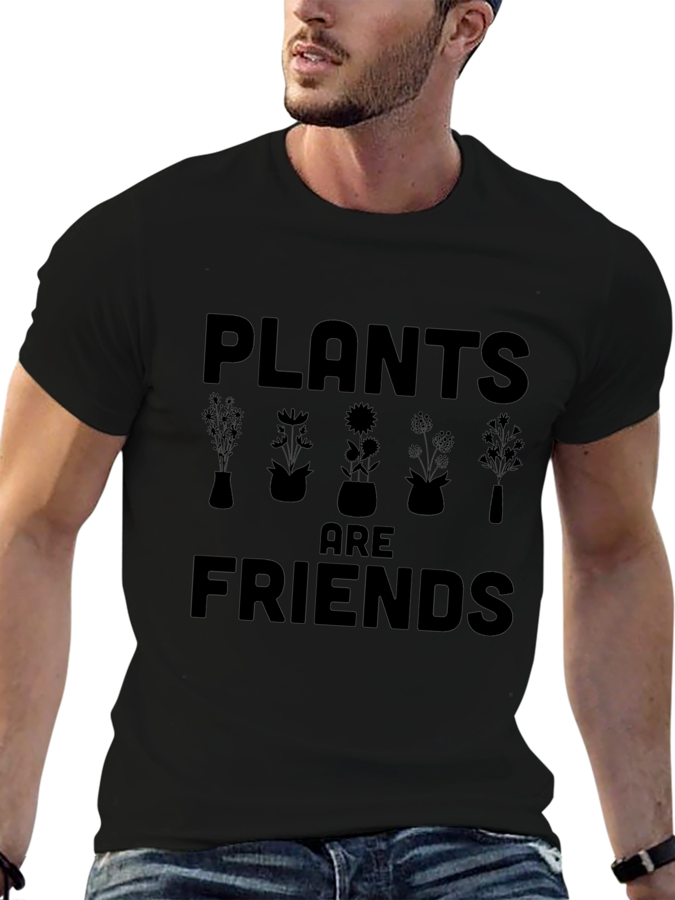 Plants are Friends Black Graphic T-Shirt