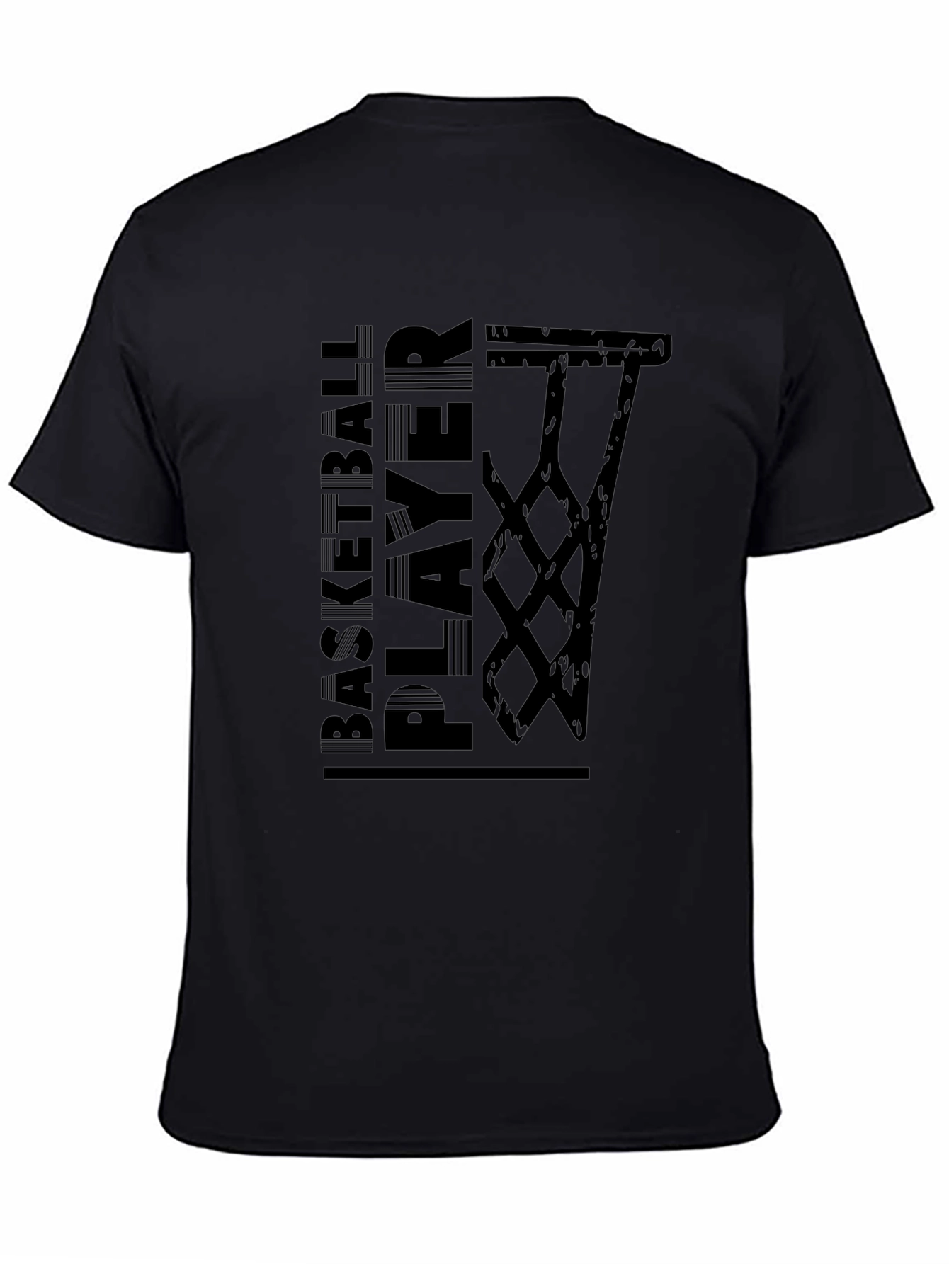 Basketball Player Graphic Tee - Black Cotton T-Shirt