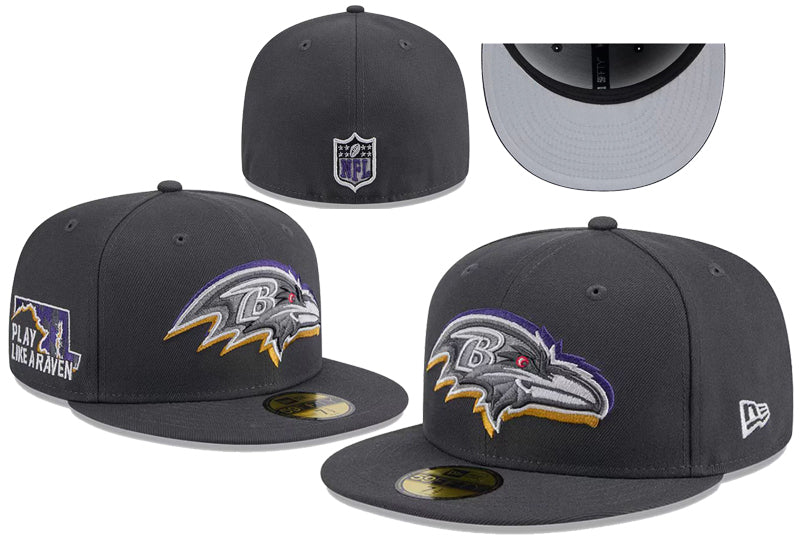 Baltimore Ravens Play Like A Raven Side Patch Fitted Cap Dark Gray New Era 59FIFTY