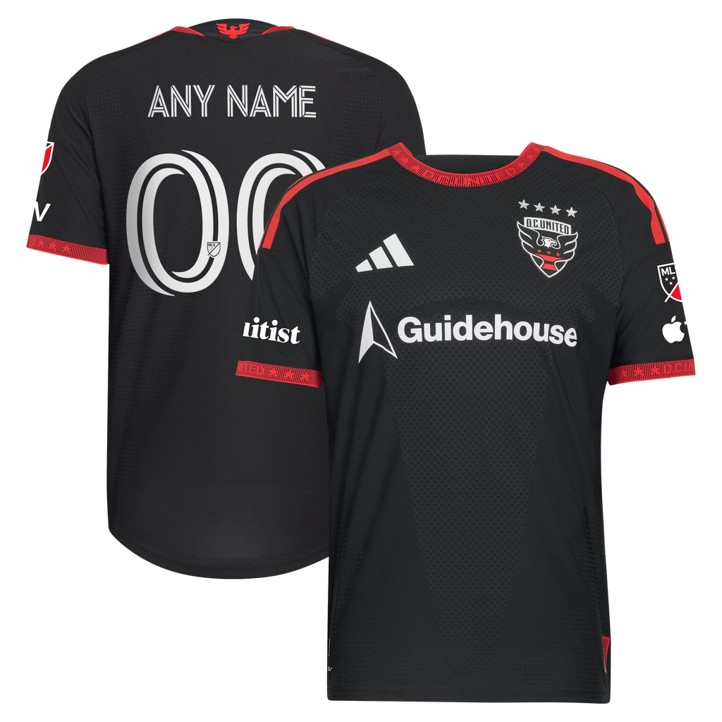 D.C. United // adidas Official 2026 Black-and-Red On-Field Patch Custom Jersey – Black