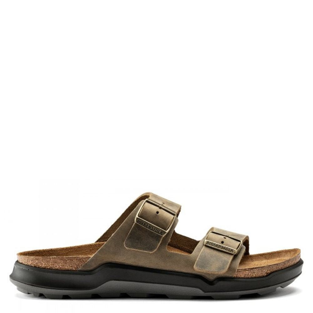 Birkenstock Sandals Men's Arizona Cross Town Oiled Leather in Faded Khaki Sandals