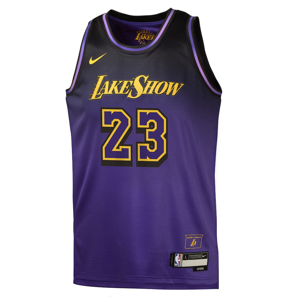 LeBron James 23 Los Angeles Lakers 2024/25 Swingman Player YOUTH Jersey - City Edition - Purple