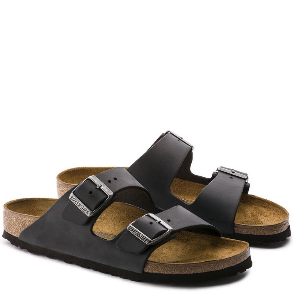 Birkenstock Arizona Oiled Leather in Black Sandals