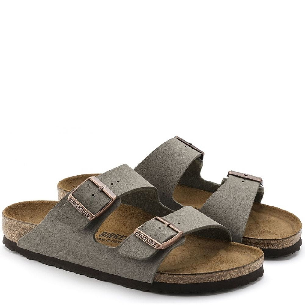 Birkenstock Arizona Birkibuc in Stone Sandals