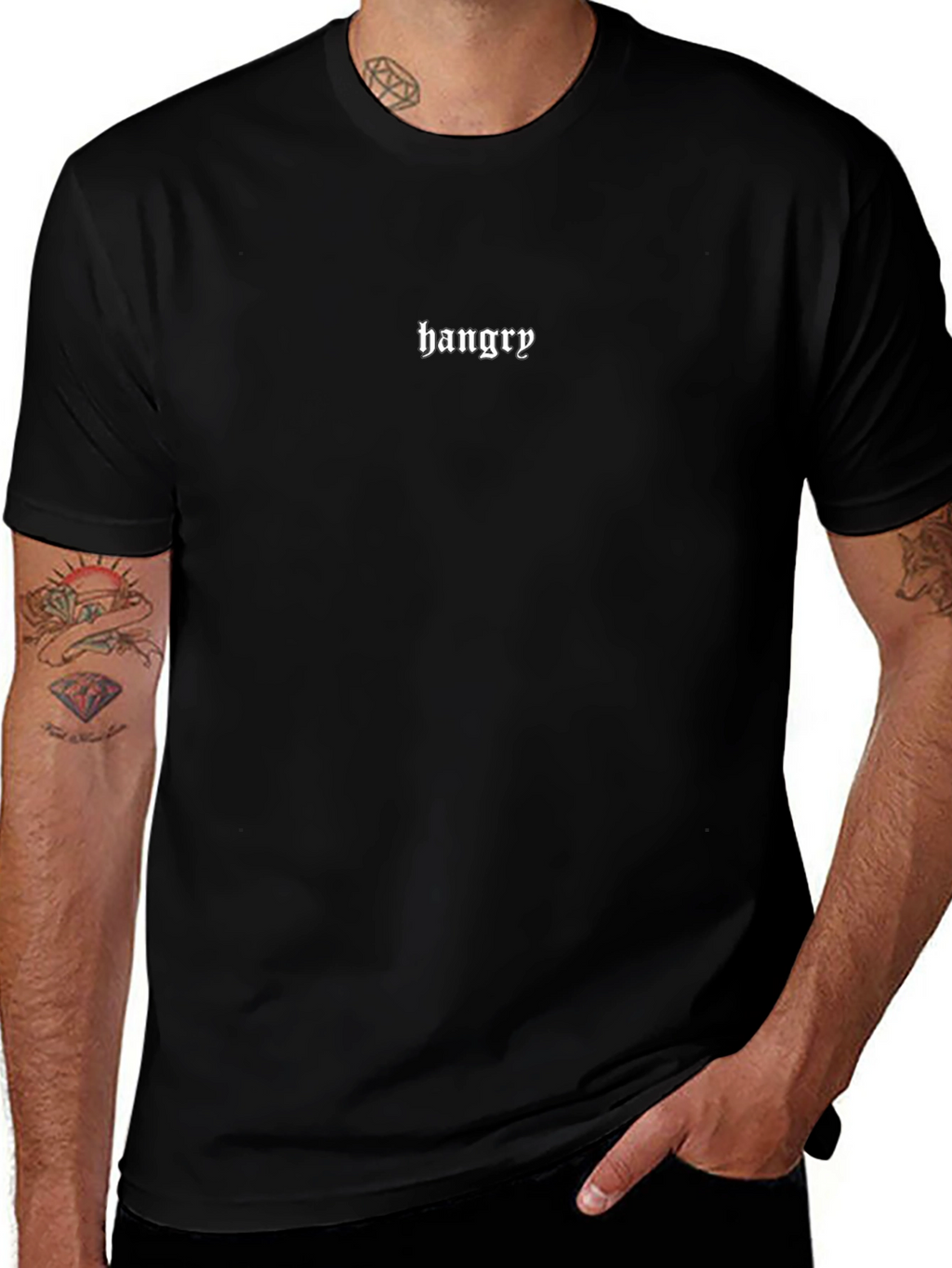 Hangry Graphic Tee - Black Casual T-Shirt