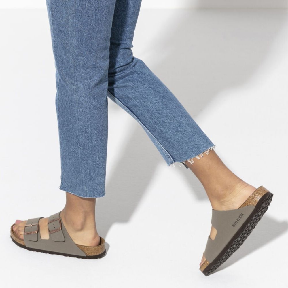 Birkenstock Arizona Birkibuc in Stone Sandals