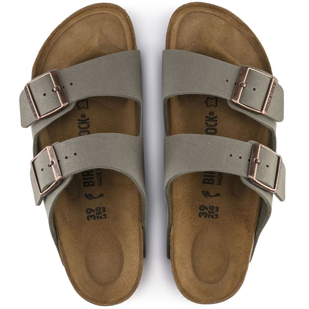 Birkenstock Arizona Birkibuc in Stone Sandals