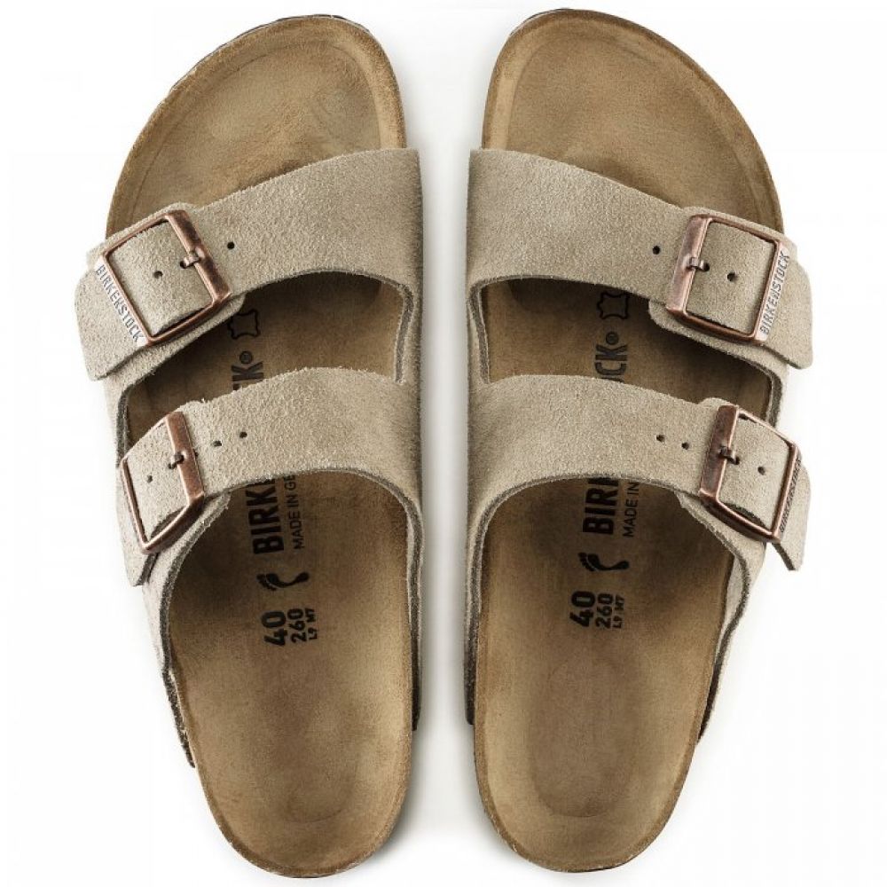 Birkenstock Arizona Suede Leather in Taupe Sandals