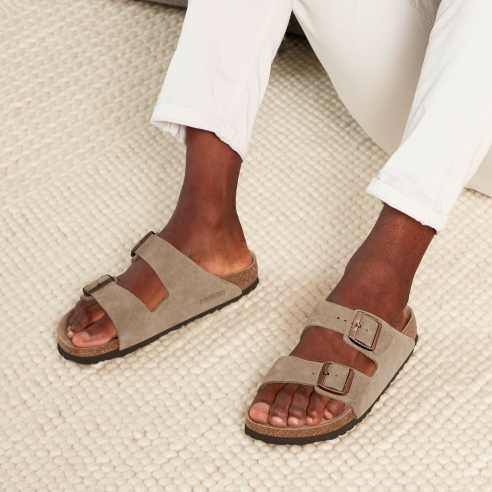 Birkenstock Arizona Suede Leather in Taupe Sandals