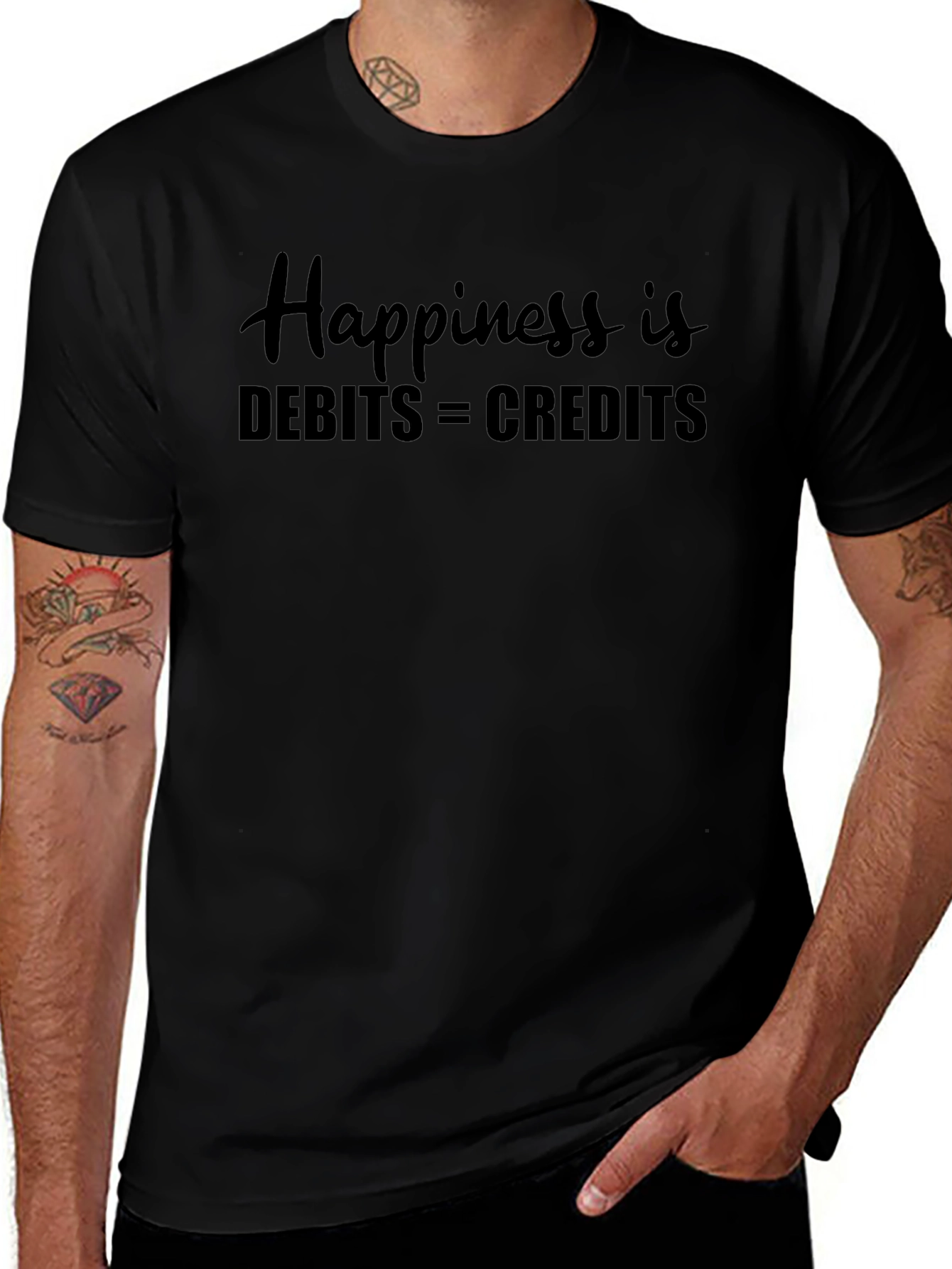 Happiness is Debits = Credits - Accounting T-Shirt