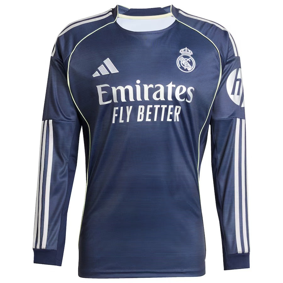 Kylian Mbappé Real Madrid 2025/26 Away Long Sleeve Player Soccer Shirt - Blue