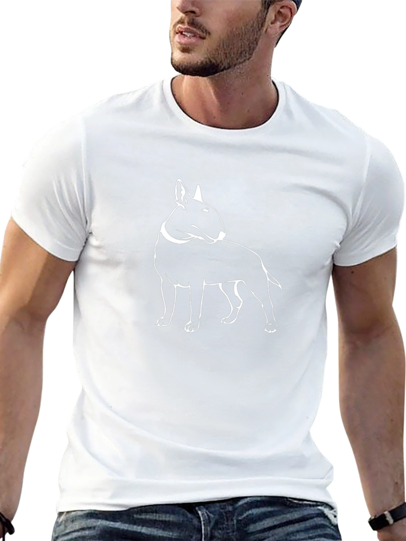 Bull Terrier Outline Graphic T-Shirt - Black