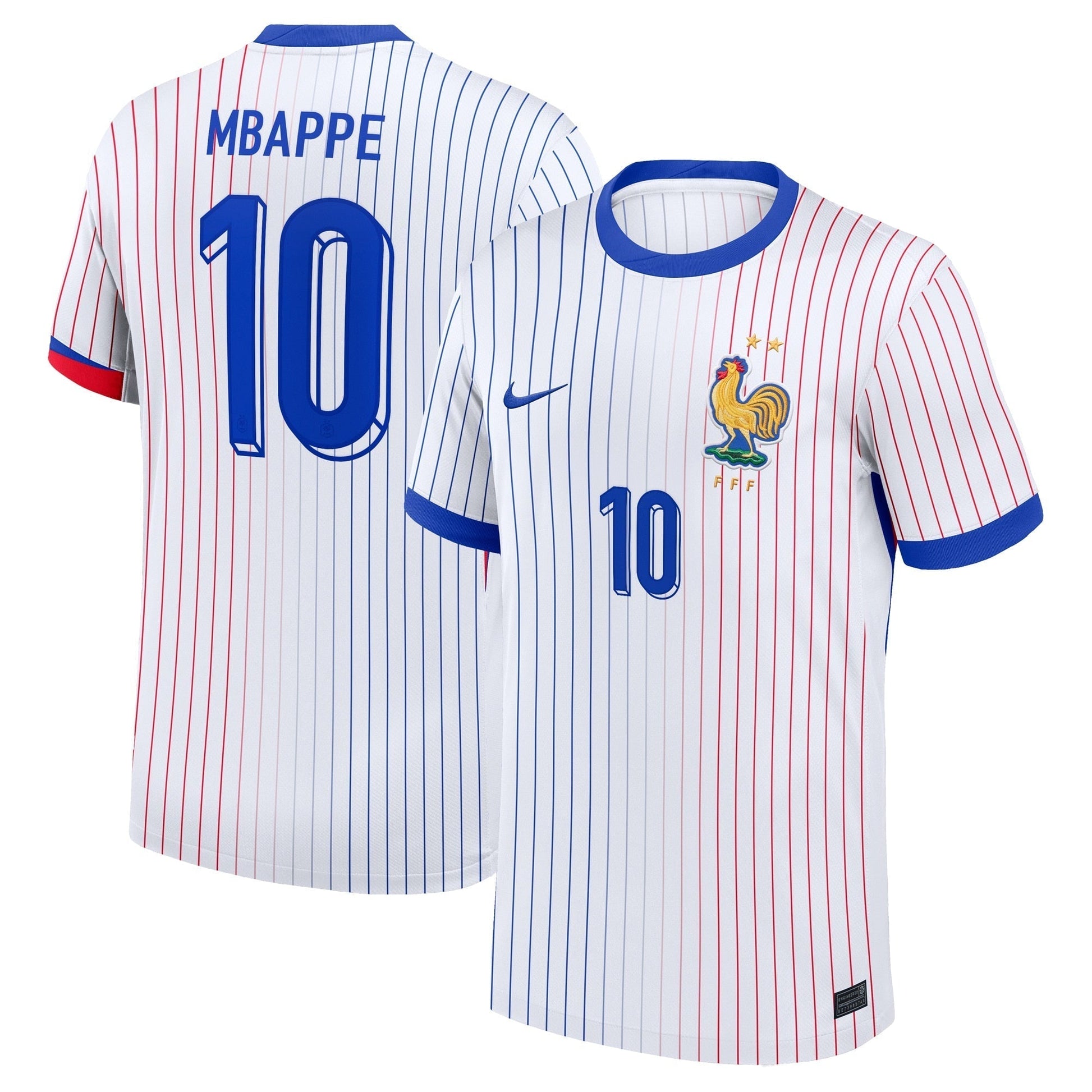 Kylian Mbappe France National Team 2024 Away Soccer Shirt - White