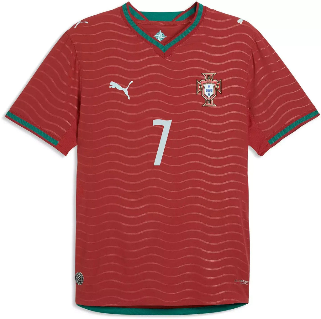 PUMA Portugal National Team 2026 Home Player Edition Soccer Jersey – Cristiano Ronaldo #7 – Red/Gold/Green