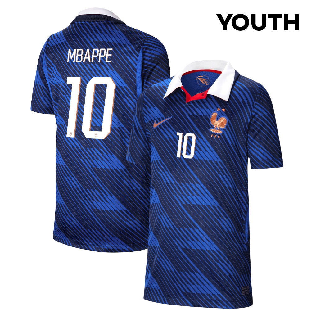 Kylian Mbappé 10 Youth France National Team 2026 Home Soccer Jersey - Blue