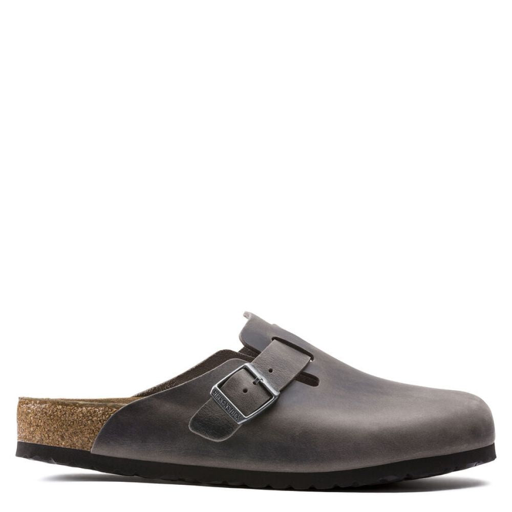 Birkenstock Boston Softbed Oiled Leather in Iron Sandals