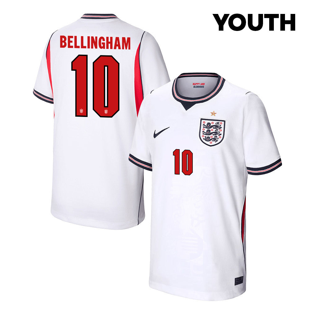 Jude Bellingham 10 Youth England National Team 2026 Home Soccer Jersey - White