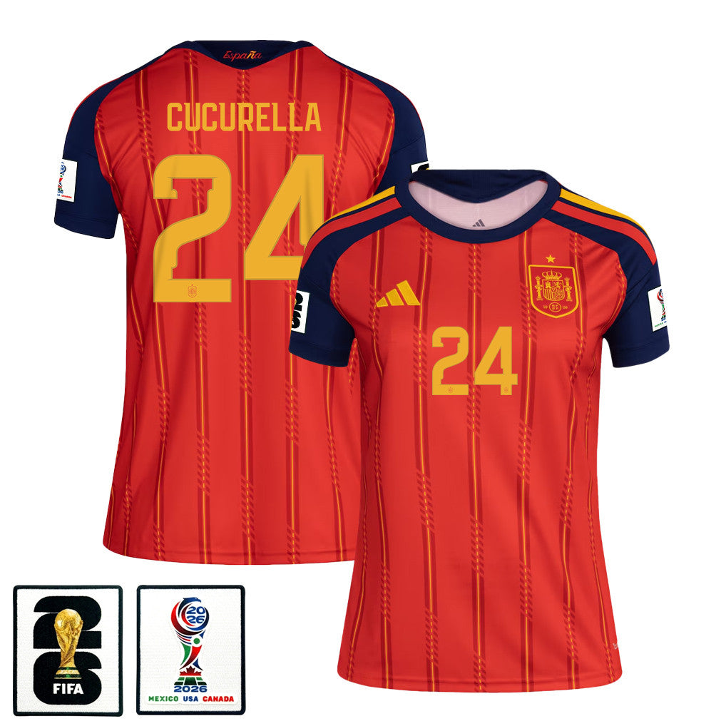 Marc Cucurella 24 Women's Spain National Team 2026 Home Soccer Jersey - Red
