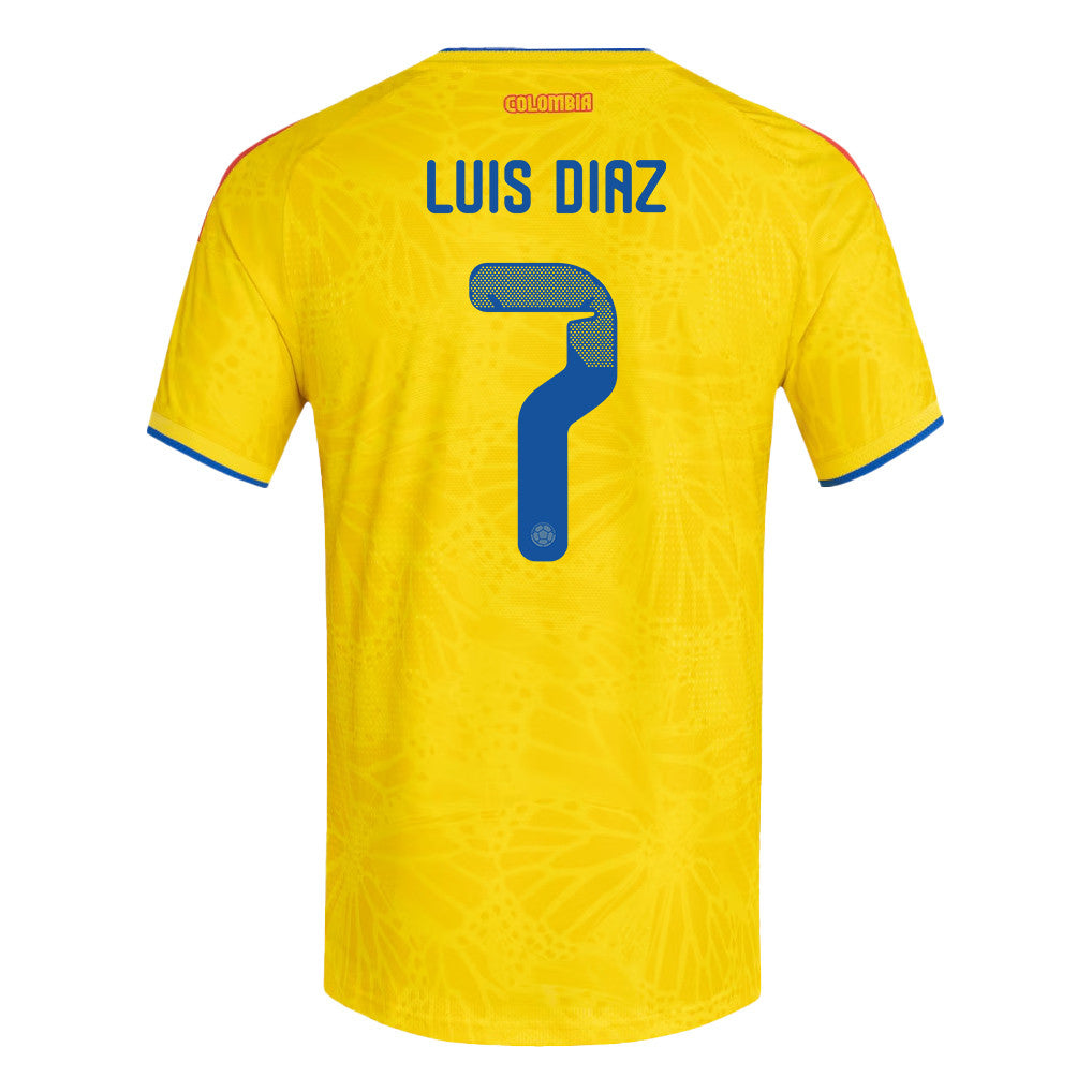 Luis Diaz 7 Colombia National Team 2026 Home Soccer Jersey - Yellow, Men