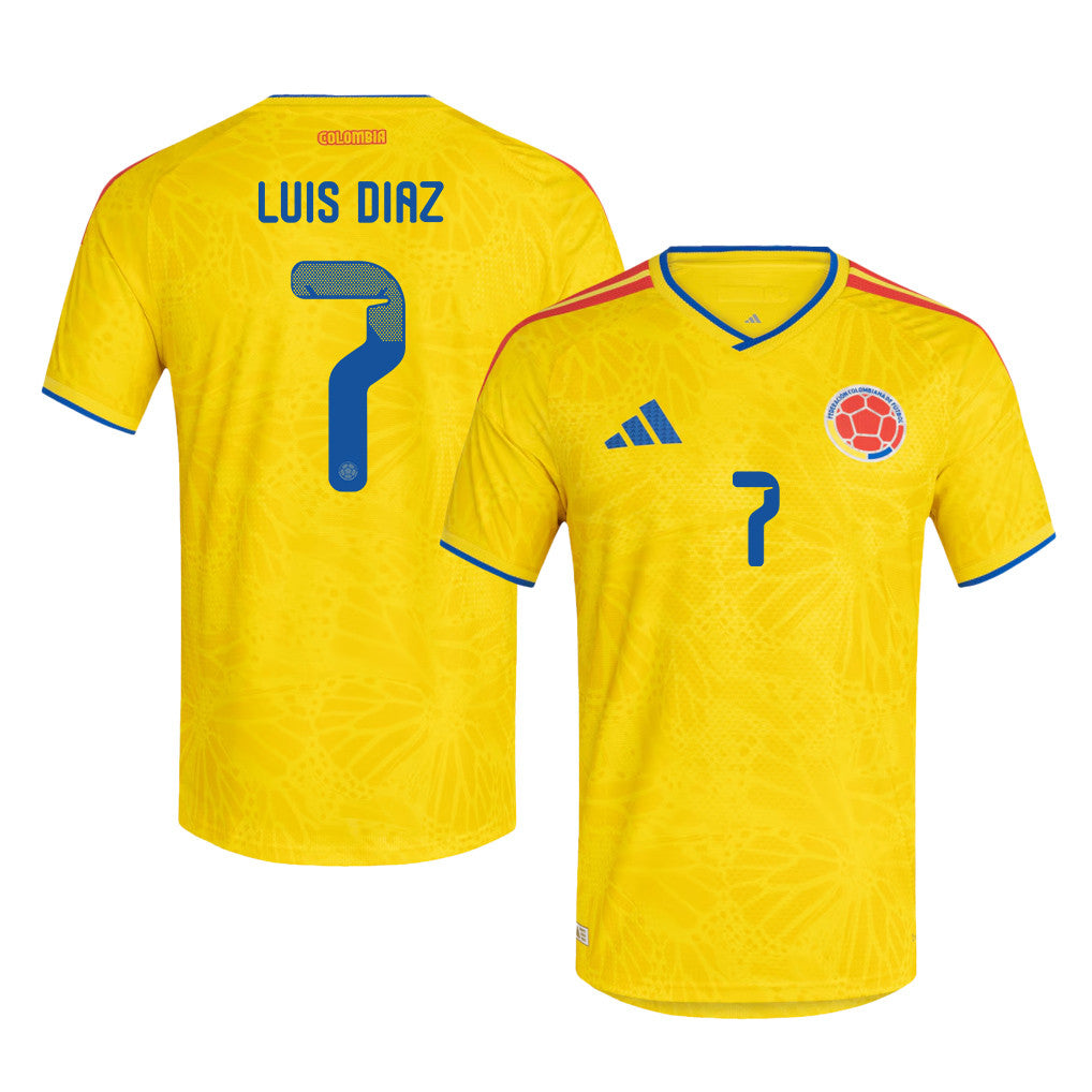 Luis Diaz 7 Colombia National Team 2026 Home Soccer Jersey - Yellow, Men