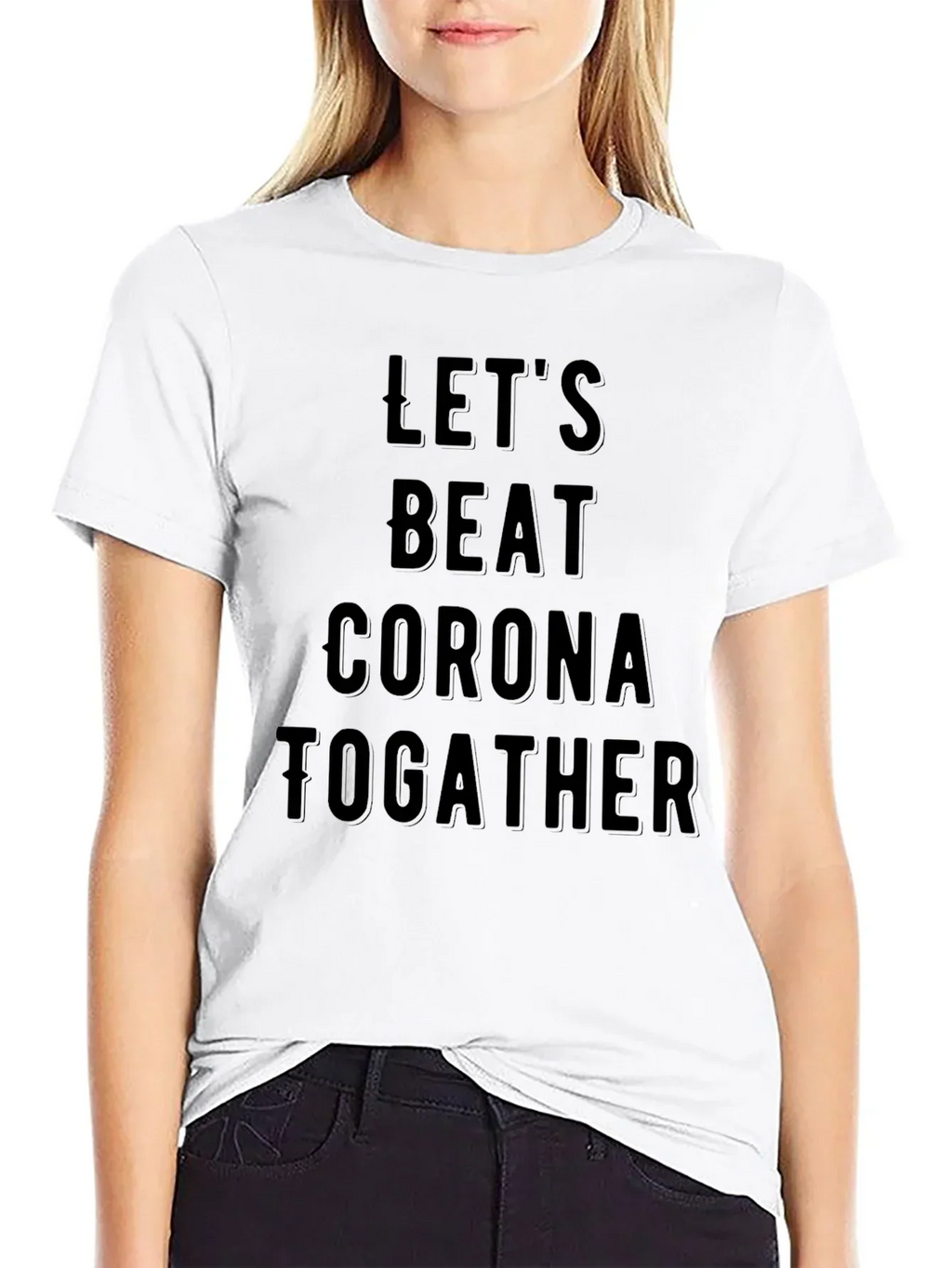 Lets Beat Corona Together Black T-Shirt