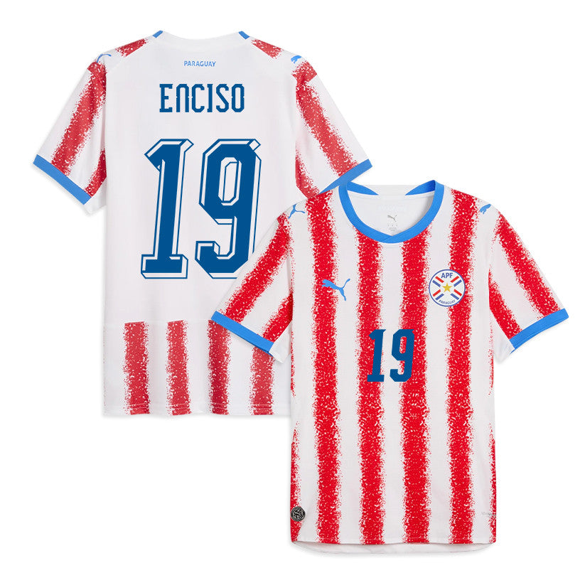 Julio Enciso #19 Paraguay National Team  2026 World Cup Home Soccer Jersey - White/Red, Men