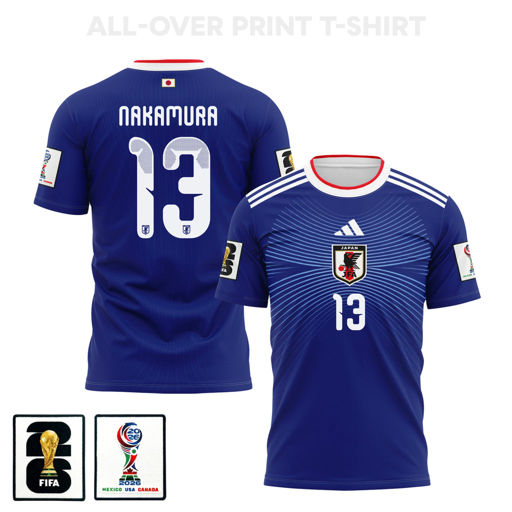 Keito Nakamura #13 Japan  2026 World Cup Home 3D T-Shirt Fully Printed Soccer  – Unisex, Blue