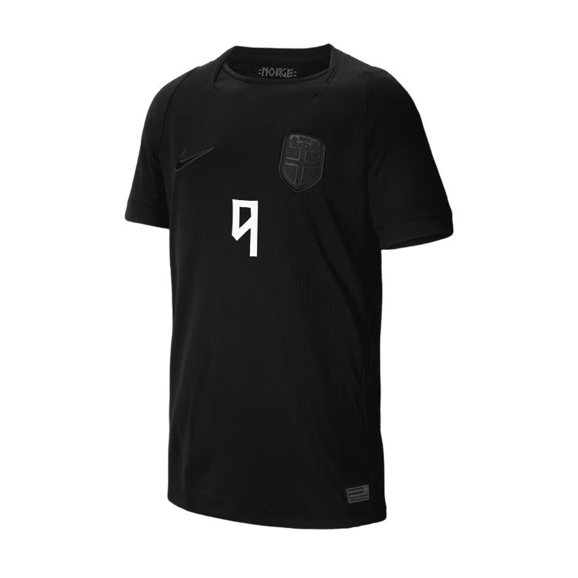 Erling Haaland #9 Youth Norway National Team 2026 World Cup Away Soccer Jersey - Black