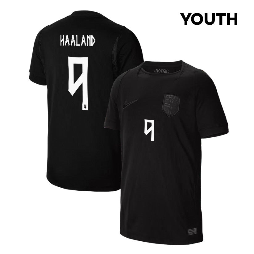 Erling Haaland #9 Youth Norway National Team 2026 World Cup Away Soccer Jersey - Black