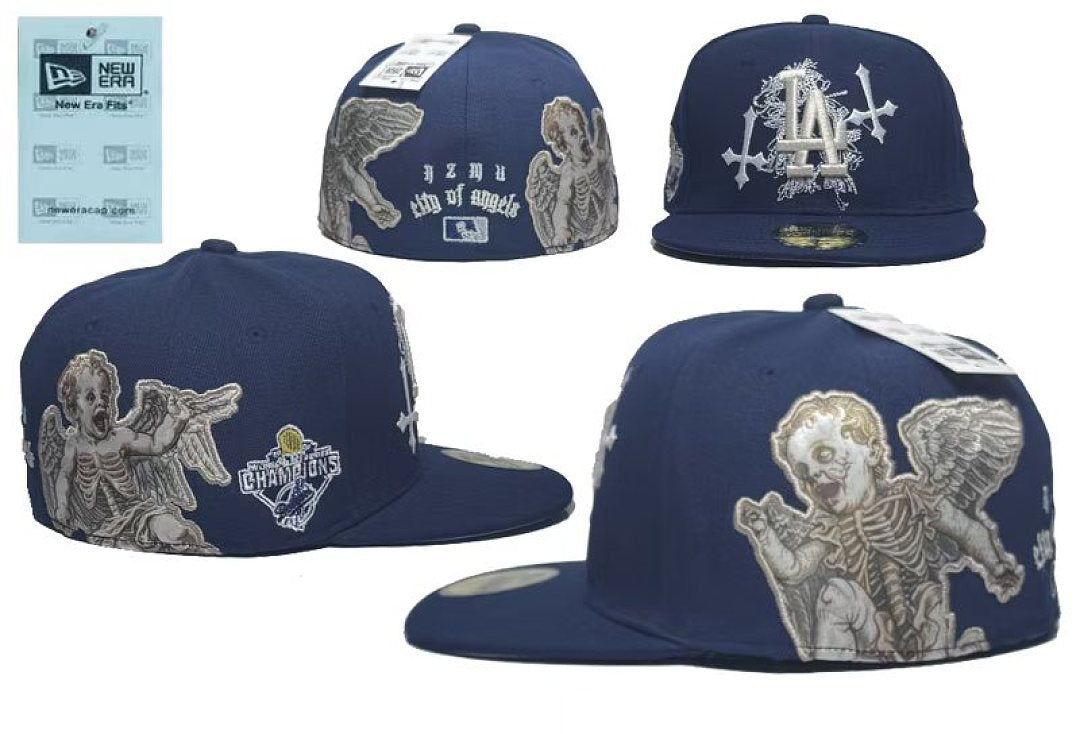 Unisex New Era Fitted Flat Brim Hat Multi Team Embroidery Hip Hop Baseball Cap