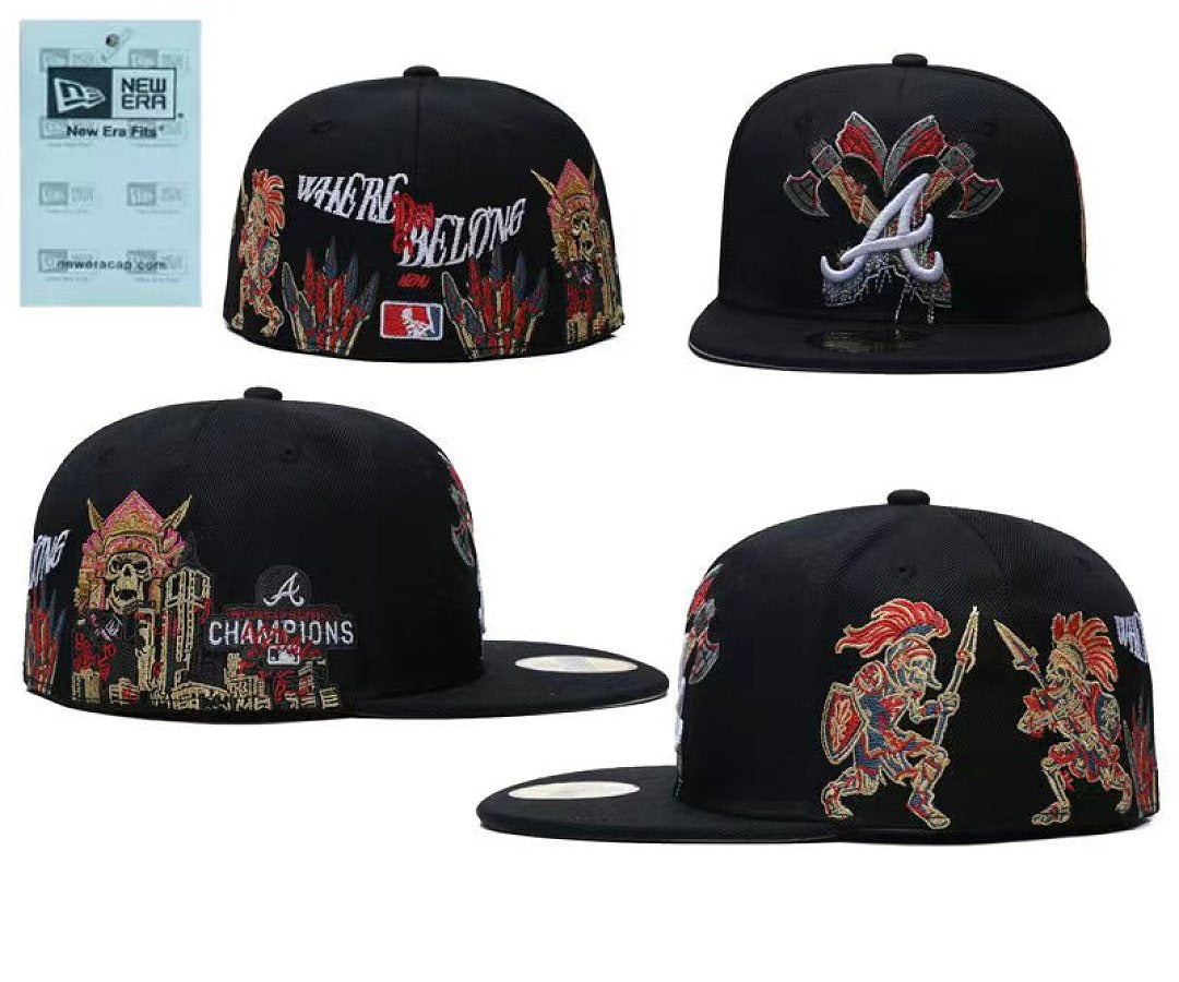 Unisex New Era Fitted Flat Brim Hat Multi Team Embroidery Hip Hop Baseball Cap