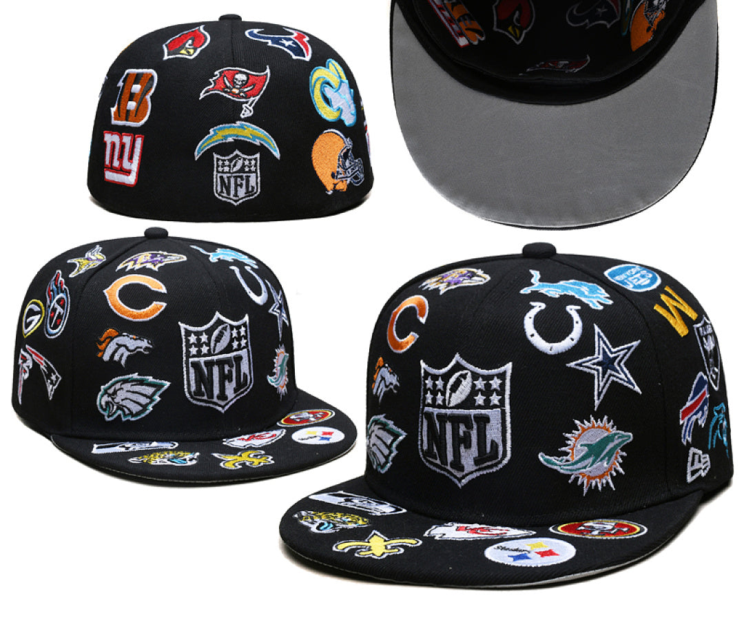 Unisex New Era Fitted Flat Brim Hat Multi Team Embroidery Hip Hop Baseball Cap