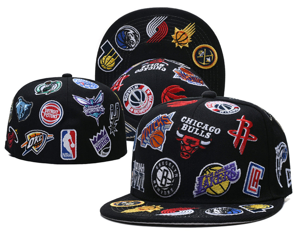 Unisex New Era Fitted Flat Brim Hat Multi Team Embroidery Hip Hop Baseball Cap