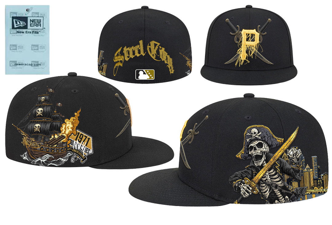 Unisex New Era Fitted Flat Brim Hat Multi Team Embroidery Hip Hop Baseball Cap