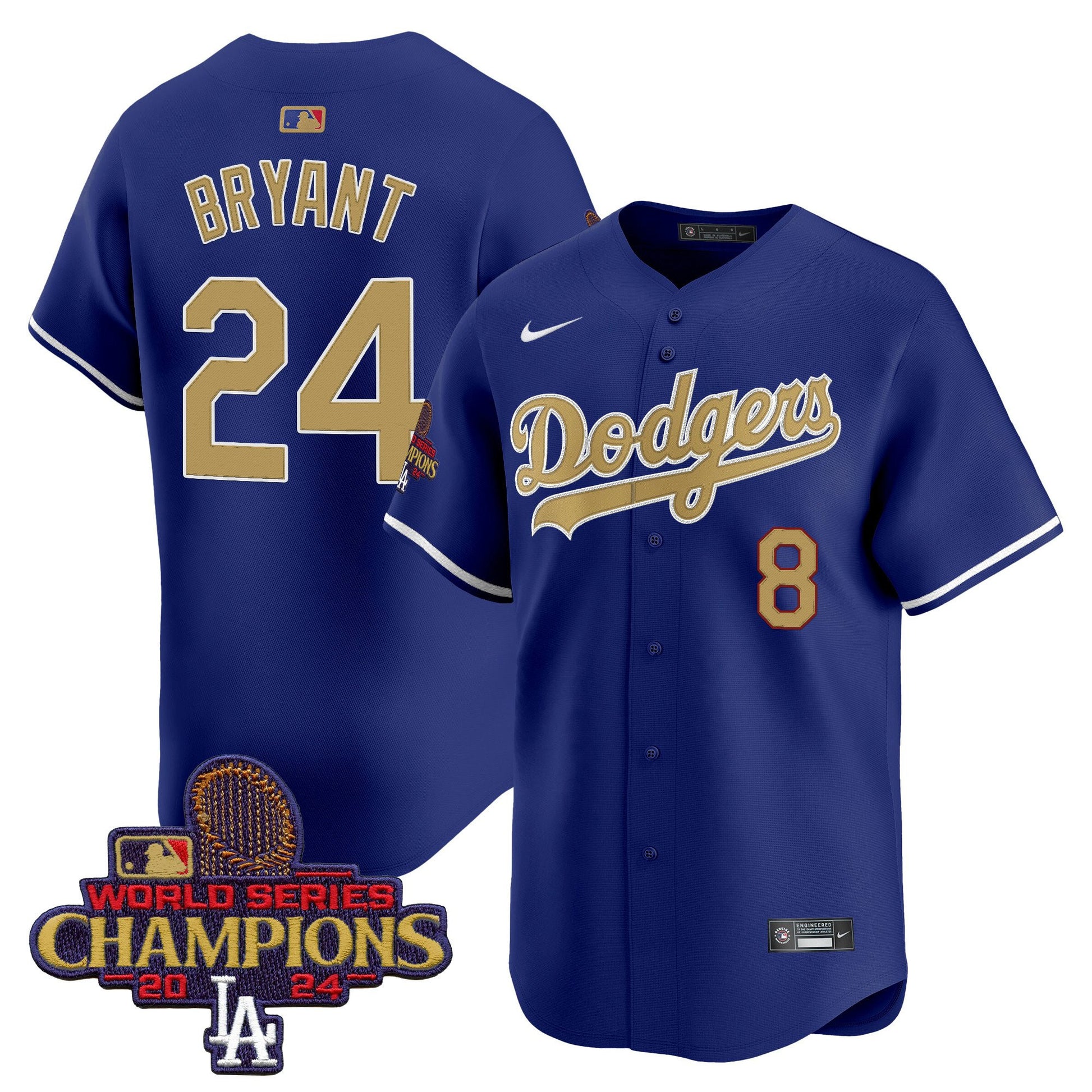 Kobe Bryant 24 Los Angeles Dodgers 2025 Gold Collection Limited Men Jersey - Royal