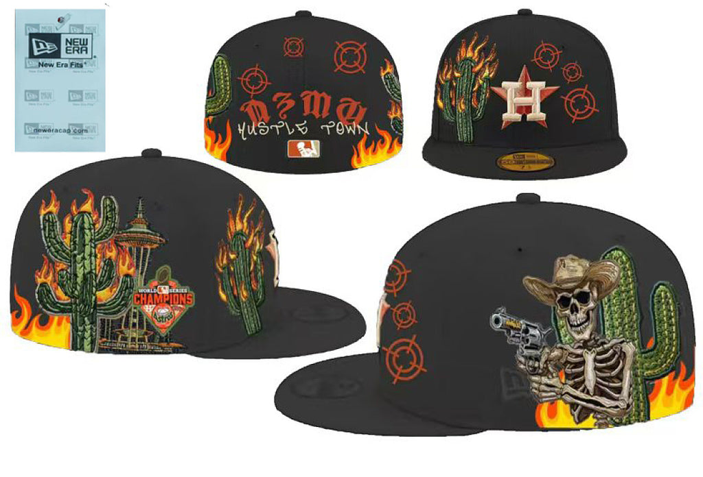 Unisex New Era Fitted Flat Brim Hat Multi Team Embroidery Hip Hop Baseball Cap