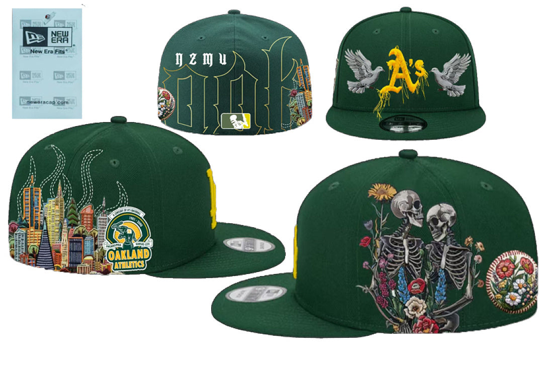 Unisex New Era Fitted Flat Brim Hat Multi Team Embroidery Hip Hop Baseball Cap