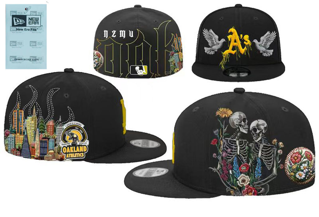 Unisex New Era Fitted Flat Brim Hat Multi Team Embroidery Hip Hop Baseball Cap