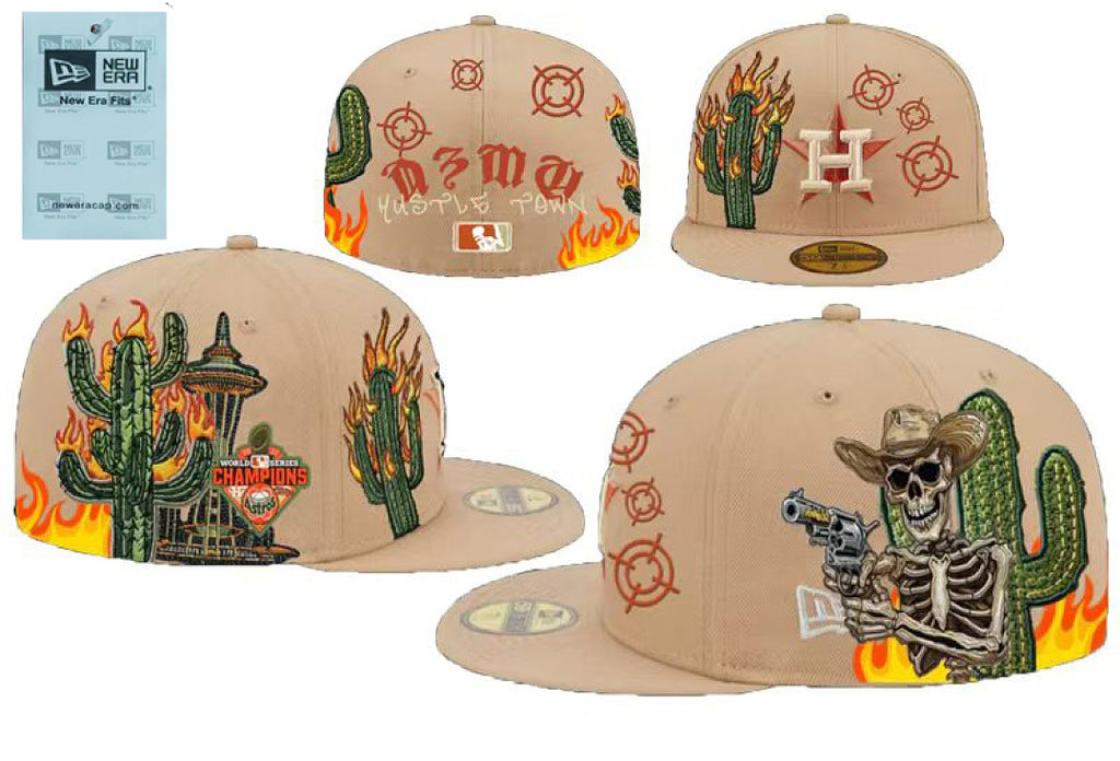 Unisex New Era Fitted Flat Brim Hat Multi Team Embroidery Hip Hop Baseball Cap