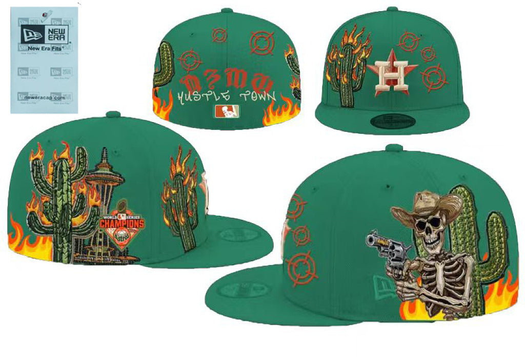 New Era Closed Back Fitted Baseball Cap, Multi Vintage Team Patch Embroidery Flat Bill Hip Hop Hat for Men Women