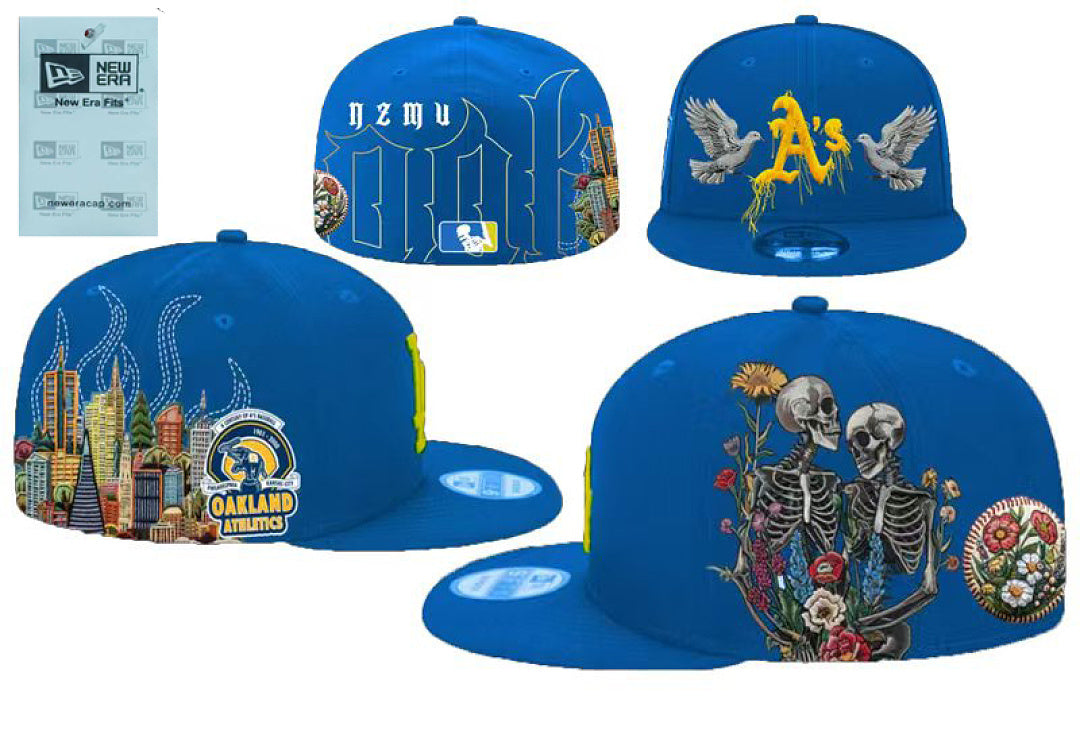 Unisex New Era Fitted Flat Brim Hat Multi Team Embroidery Hip Hop Baseball Cap
