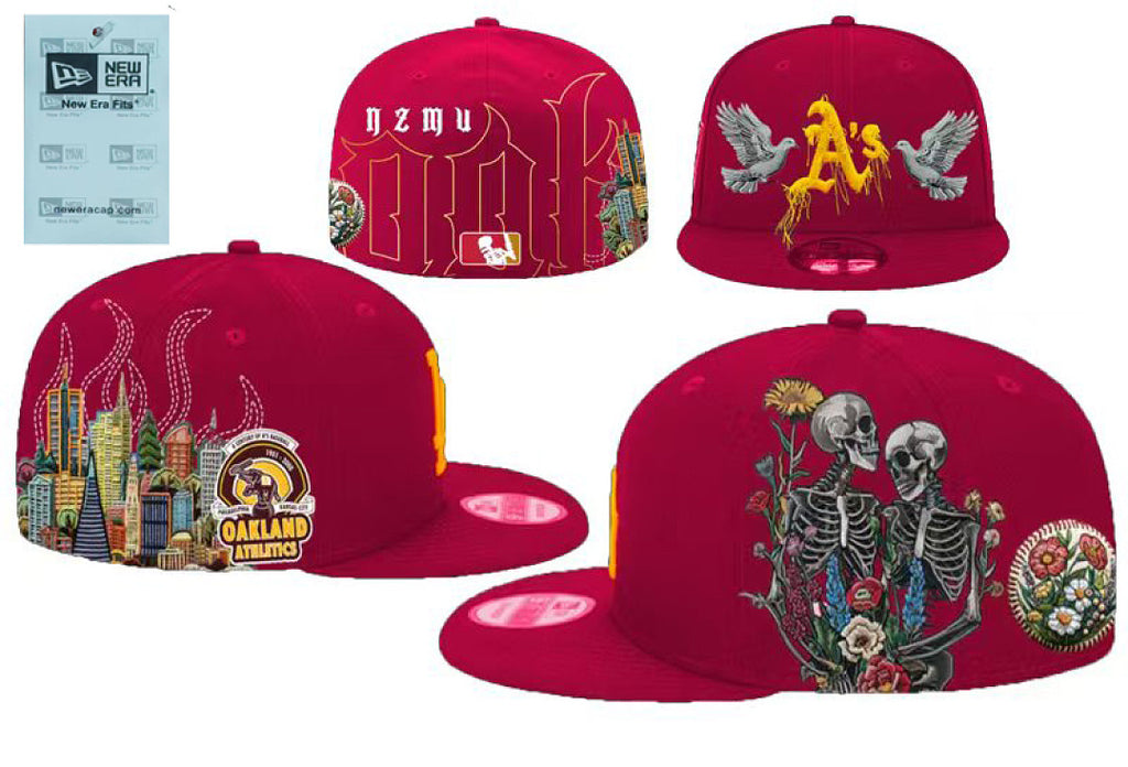 Unisex New Era Fitted Flat Brim Hat Multi Team Embroidery Hip Hop Baseball Cap
