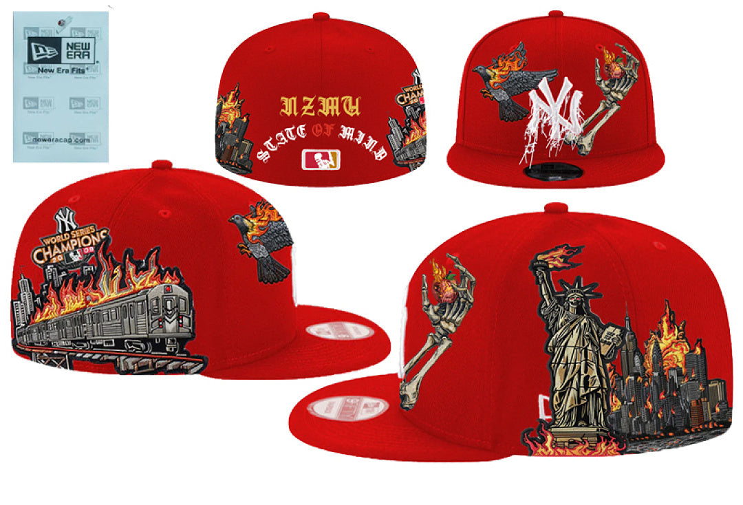 Unisex New Era Fitted Flat Brim Hat Multi Team Embroidery Hip Hop Baseball Cap