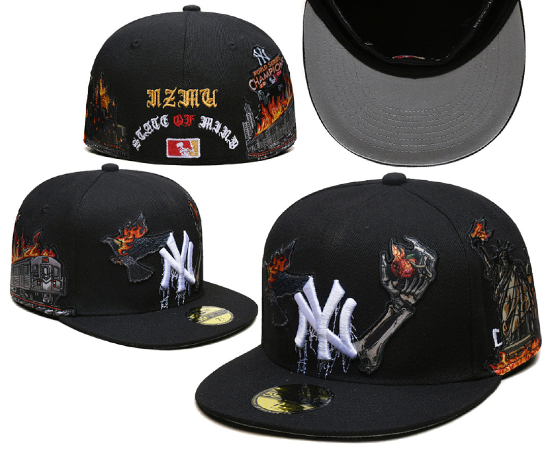 Unisex New Era Fitted Flat Brim Hat Multi Team Embroidery Hip Hop Baseball Cap