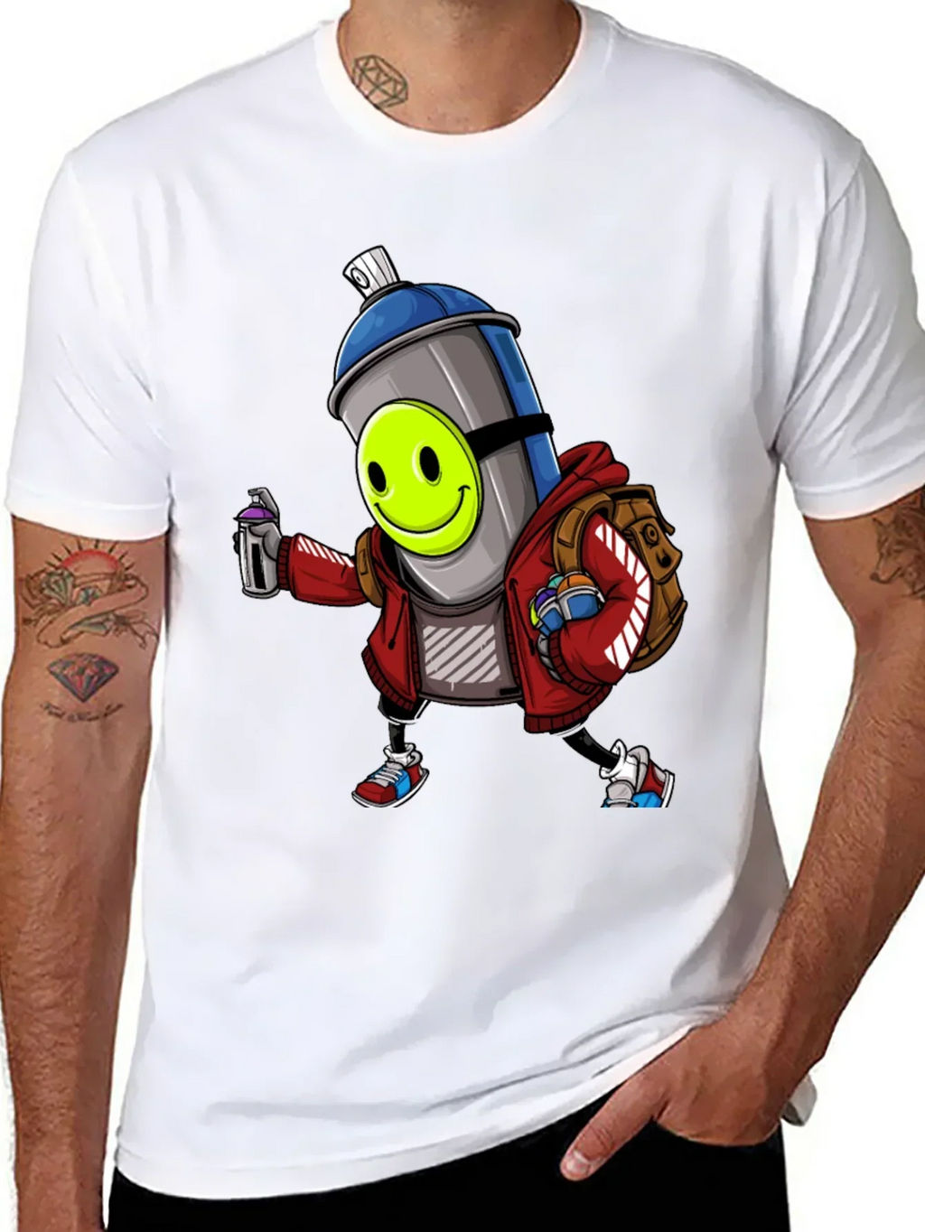 Cartoon Graffiti Spray Can T-Shirt